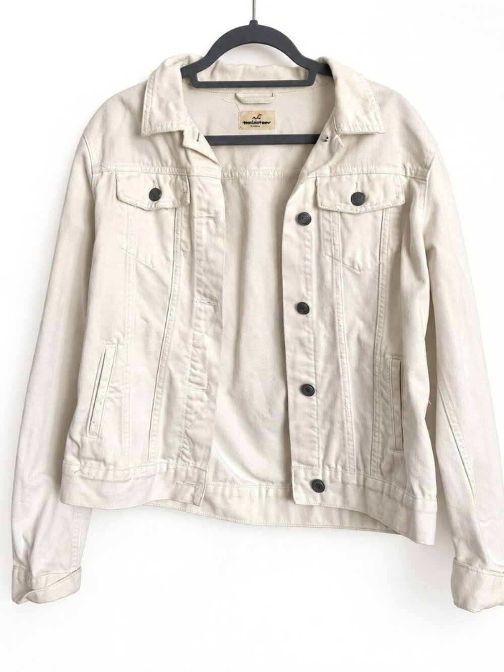Hollister White Hello There Denim Trucker Jacket M
